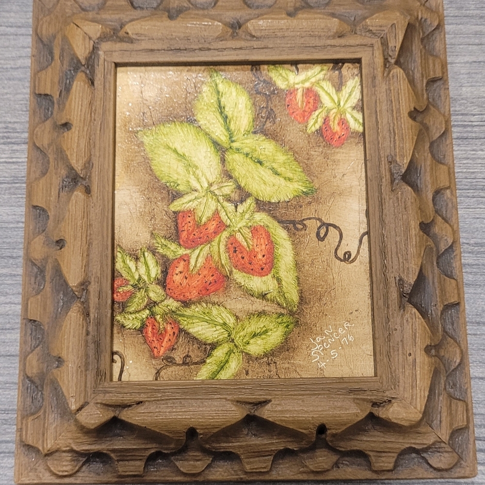 Vintage 1970s Folk Art, artist signed wall art for your home decor - Picture 2 of 4
